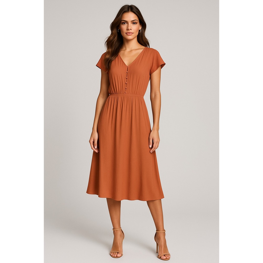 Sweet Salt Dress Women 4 Rust Midi Boho Cottagecore Romantic Flowy Modest Church